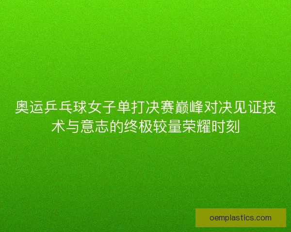 奥运乒乓球女子单打决赛巅峰对决见证技术与意志的终极较量荣耀时刻