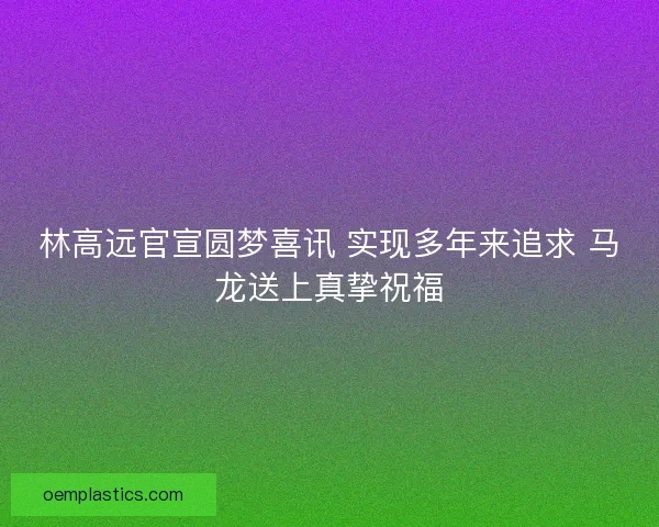 林高远官宣圆梦喜讯 实现多年来追求 马龙送上真挚祝福