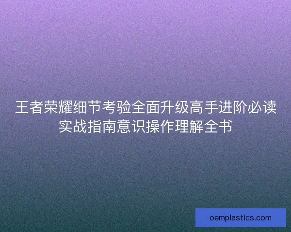 王者荣耀细节考验全面升级高手进阶必读实战指南意识操作理解全书