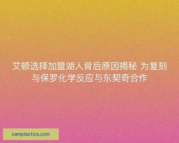 艾顿选择加盟湖人背后原因揭秘 为复刻与保罗化学反应与东契奇合作 艾顿选择加盟湖人背后原因揭秘 为复刻与保罗化学反应与东契奇合作